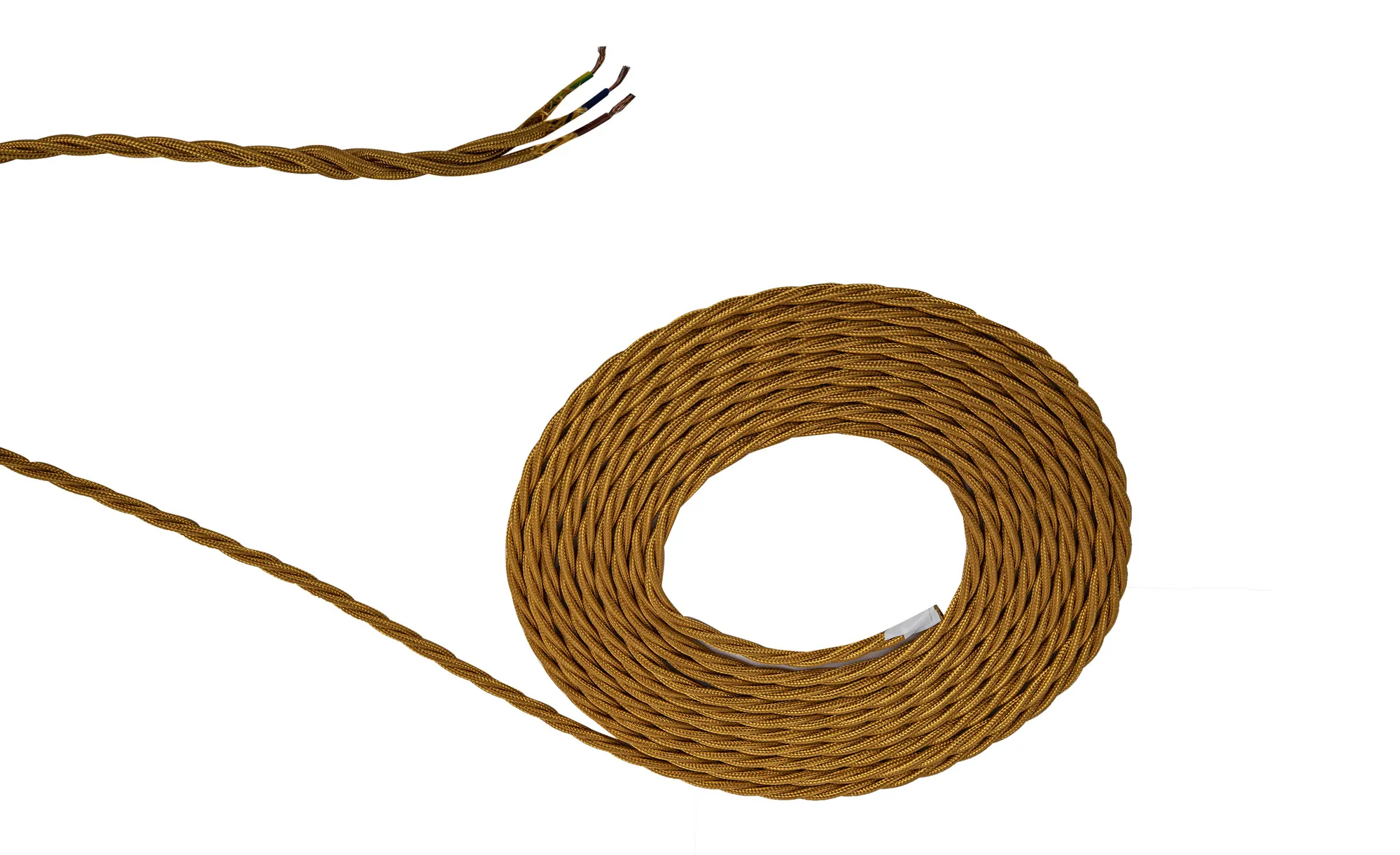 D0667  Cavo 1m Gold Braided Twisted 3 Core 0.75mm Cable